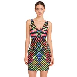 Fifth Harmony Sheath Dress Womens Medium Abstract Form Fitting Boho Party
